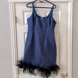 Armani Collezioni Navy Feather Dress 10